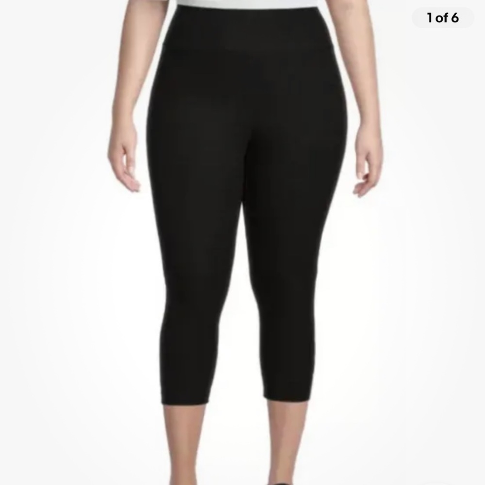 Terra and Sky Black Capri Leggings Size 1X (16W-18W) NWT
